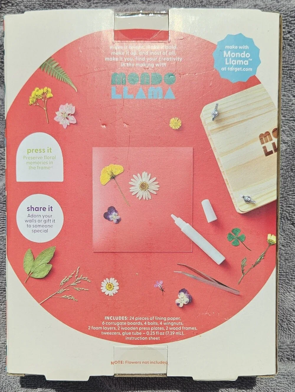 Flower Press Kit with Frames - Orange Brand New
